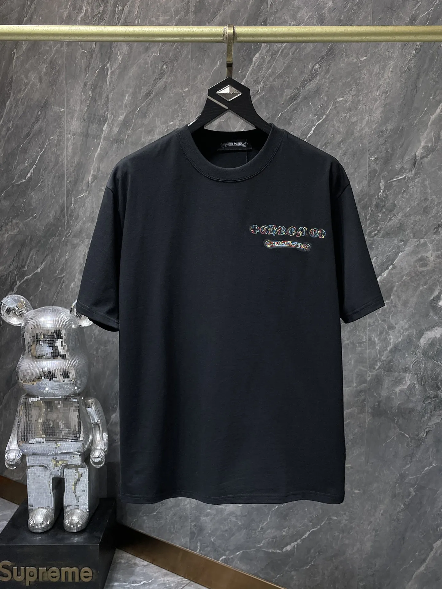 P150 new Chrome Hearts 25ss high version for summer! High-weight, environmentally friendly and high-quality top-quality fabric 275g~270g Crow overlapping color cross Sanskrit embroidered short sleeves. Counter synchronization. 1:1 replica version. Recommended colors: white, black